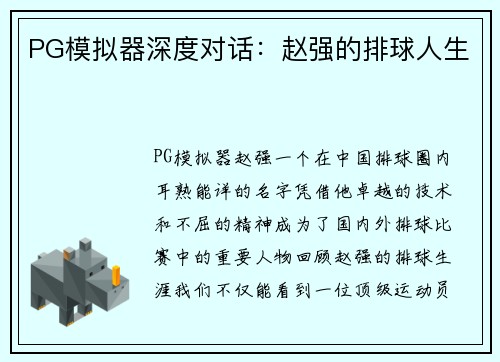 PG模拟器深度对话：赵强的排球人生